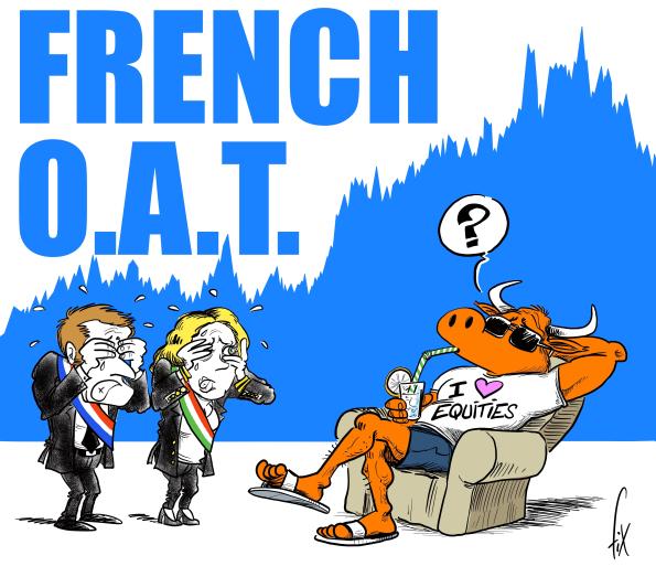 Cartoon depicting the French and Italian presidents 