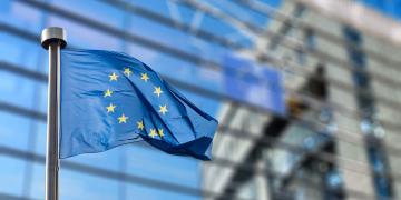 Flag of European Union near building outdoors 