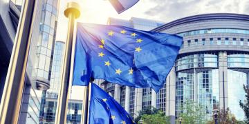 European flags floating