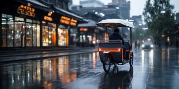 Electric Rickshaw Driving Through street