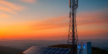 Solar‑powered telecommunications tower
